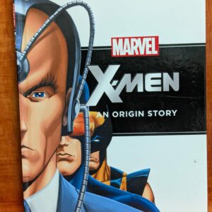 Cover of the book 'Marvel X-Men: An Origin Story' featuring artwork of Professor X and Wolverine on a wooden background.